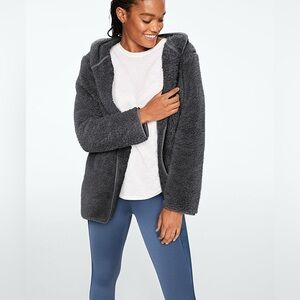 PINK Victoria’s Secret Oversized Faux Sherpa Hooded Cardigan Jacket Size XS/S